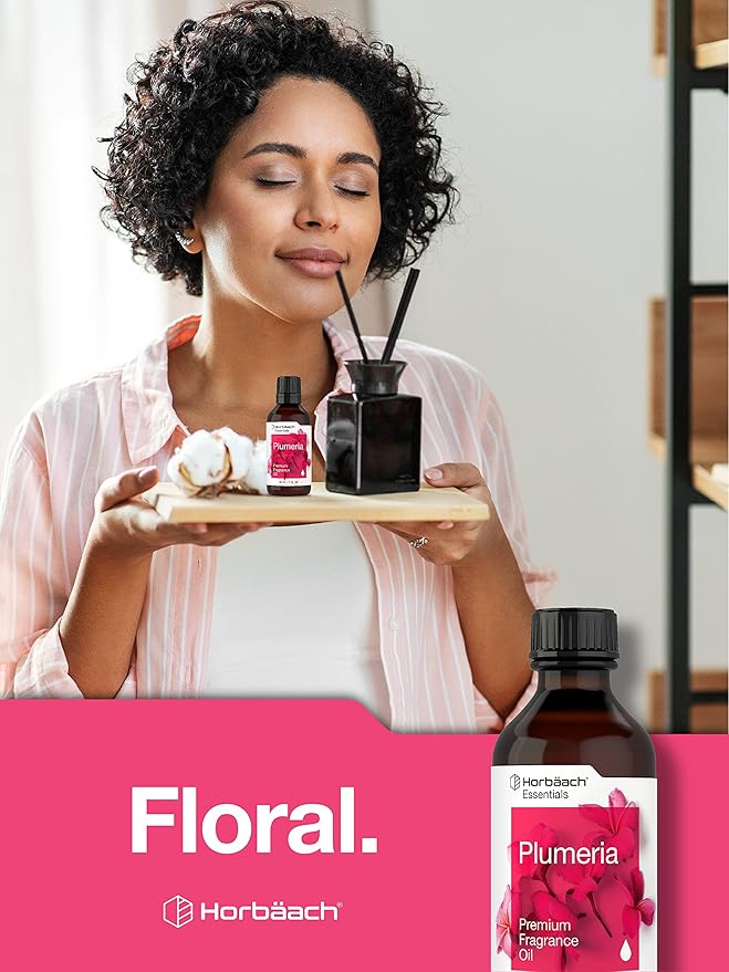 Horbäach Plumeria Fragrance Oil | 4 fl oz (118ml) | Premium Grade | for Diffusers, Candle and Soap Making, DIY Projects & More