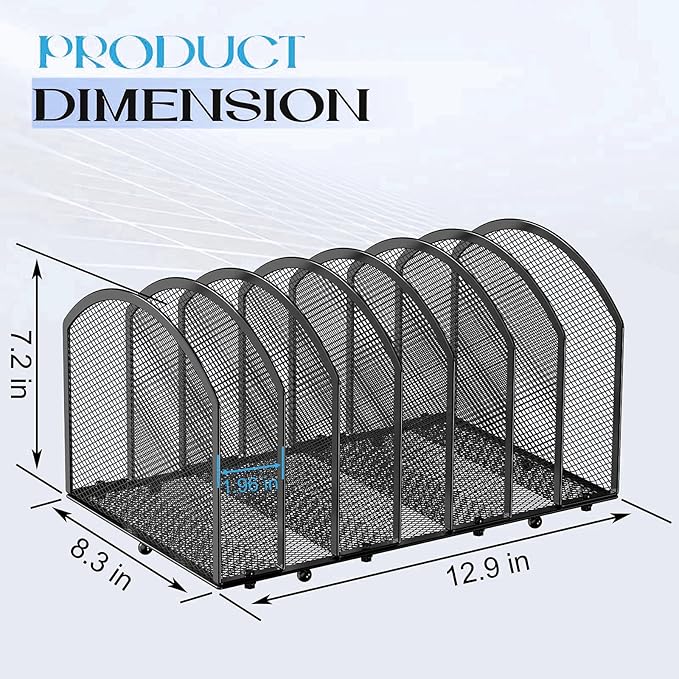 Gawerk 2 Pack Desk File Organizer, 7-Section Upright Mesh Desktop Organizer File Sorter Office Organization Letter Holder, Vertical Desktop File Holder for Office Home, Black