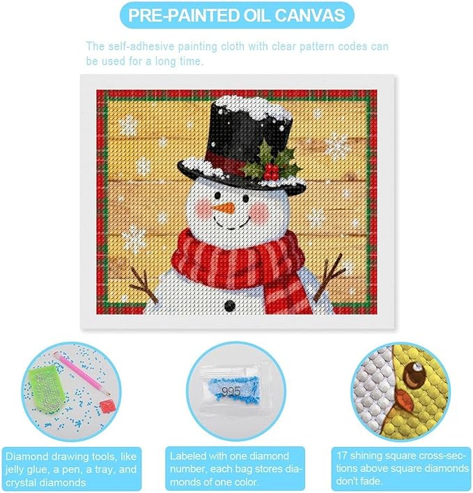 AIVKIEJK Diamond Painting Kits for Adults - Festive Snowman Red Scarf Painting DIY 5D Full Drill Diamond Dots Paintings with Diamonds Gem Art and Crafts Home Decor 16"x20"