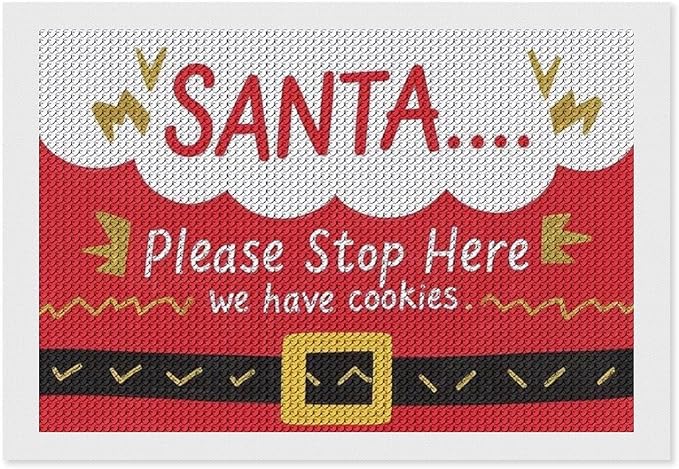 AIVKIEJK Diamond Painting Kits for Adults - Christmas Santa 'Please Stop Here' Painting DIY 5D Full Drill Diamond Dots Paintings with Diamonds Gem Art and Crafts Home Decor 8"x12"