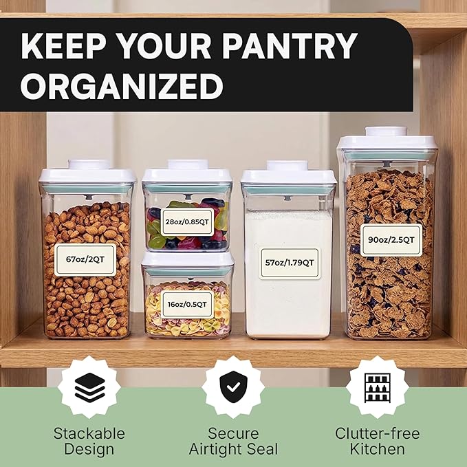 Bop Top Airtight Food Storage Containers with Lid 3.5 Cups / 30 oz | Kitchen Canister Sets | Air Tight Pantry Container | Pop Top Dry Food Storage Containers for Snacks, Sugar, Flour, Baking, Pasta