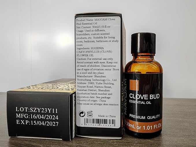 MAYJAM Clove Bud Essential Oil, Premium Pure Essential Oils, 1.01FL.OZ Clove Bud Oil for Diffusers Soap Candle Making, Ideal for Home Office Car Yoga Use