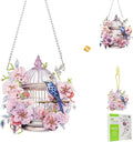 Masendp Birdcage Diamond Painting Double-Sided Hanging Ornament Set, DIY Irregular Shaped Rhinestone Window Decoration Set, Suitable for Home and Garden Wall Decoration Gifts