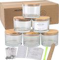 MILIVIXAY 6 Pack 16 oz Candle Jars with Bamboo Lids and Candle Making Kits - 3 Wick Candle Jar,Bulk Empty Clear Thick Glass Jars for Making Large Candles - Spice, Powder Containers.