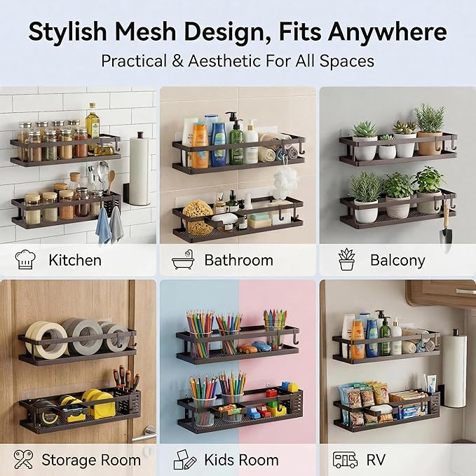PUSDON Metal Wall Hanging Basket 2 Packs DIY Suitable for Multiple Scenes - Large Bronze Guardrail Suit