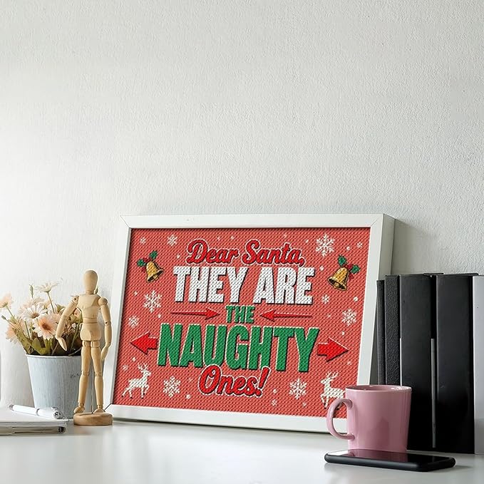 AIVKIEJK Diamond Painting Kits for Adults - Christmas Dear Santa, They are The Naughty Ones Painting DIY 5D Full Drill Diamond Dots Paintings with Diamonds Gem Art and Crafts Home Decor 8"x12"