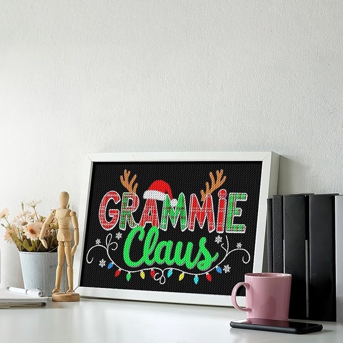 AIVKIEJK Diamond Painting Kits for Adults - Grammie Claus Grandma Christmas Xmas Painting DIY 5D Full Drill Diamond Dots Paintings with Diamonds Gem Art and Crafts Home Decor 8"x12"