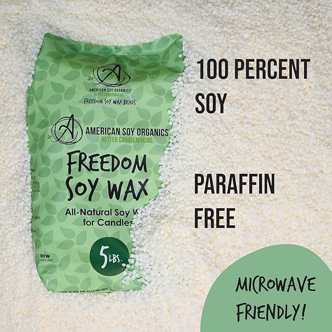 American Soy Organics Freedom Soy Wax Beads for Candle Making - Natural Candle Making Supplies - Paraffin-Free, Beeswax-Free Candle Wax for Container Candles, Tealights and Wax Melts, 5 lbs