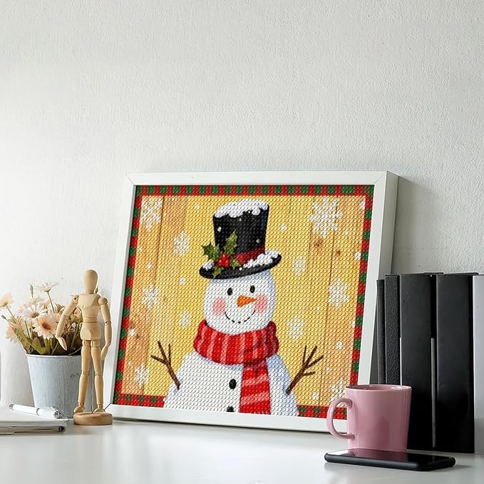 AIVKIEJK Diamond Painting Kits for Adults - Festive Snowman Red Scarf Painting DIY 5D Full Drill Diamond Dots Paintings with Diamonds Gem Art and Crafts Home Decor 16"x20"