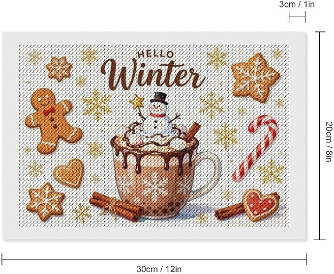 Diamond Painting Kits for Adults - Hello Winter Ice Cream & Gingerbread Snowflakes & Candles Painting DIY 5D Full Drill Diamond Dots Paintings with Diamonds Gem Art And Crafts Home Decor 8"x12"