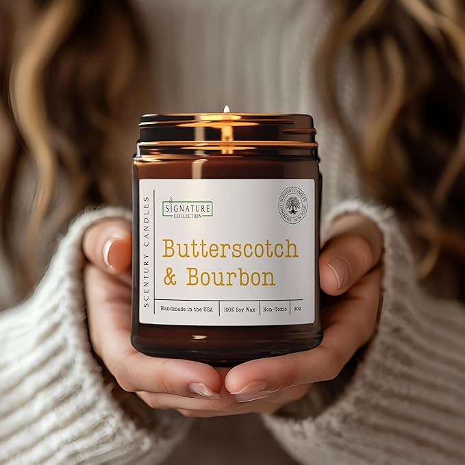 Butterscotch & Bourbon Scented Candle, Many Scents to Choose from, All Natural Non-Toxic Soy Wax, Handmade in The USA (Butterscotch & Bourbon)