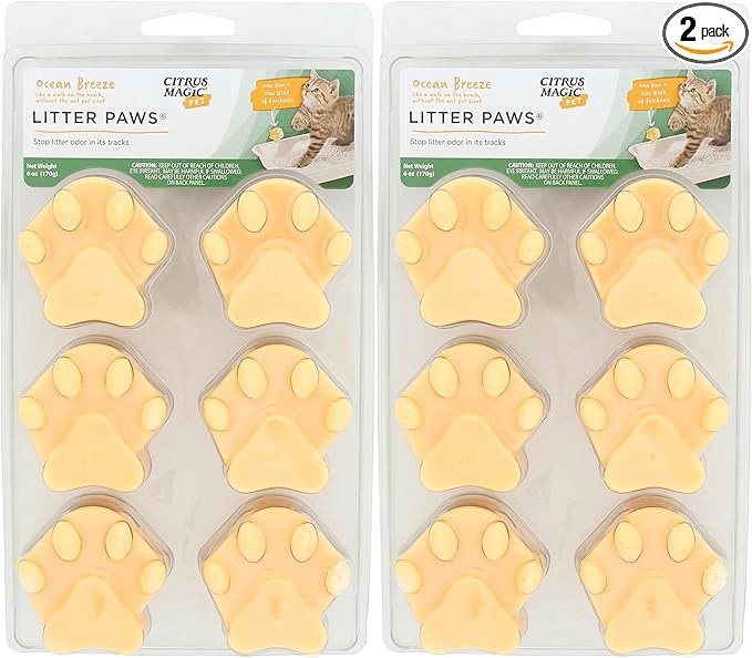 Citrus Magic Pet Odor Control Paws for Litter, Ocean Breeze, 6-Count, Pack of 2