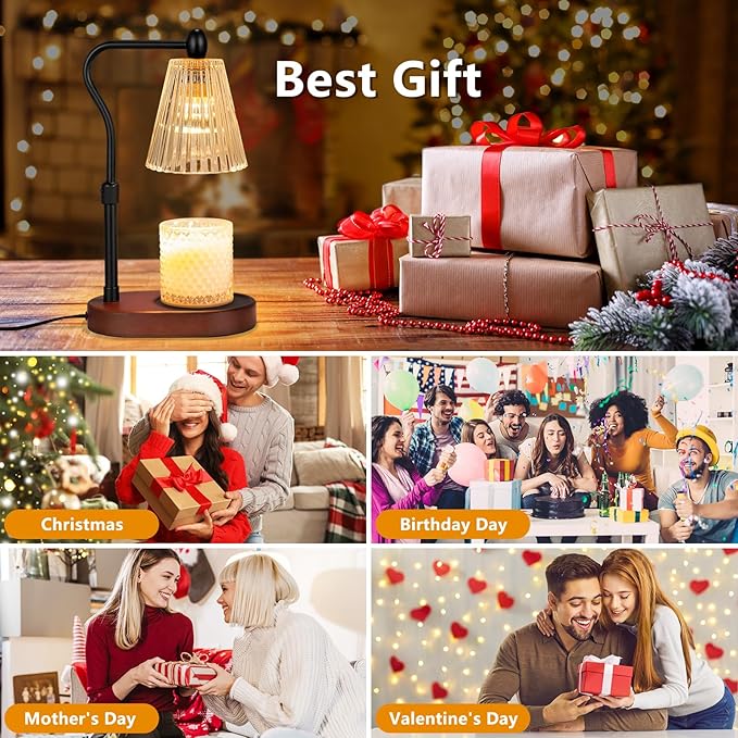 Engpure Candle Warmer Lamp with Dimmer, Candle Warmer with Timer Adjustable Height for Scented Wax Jar Candles, Gifts for Women Mom New Home Decor, for Women Mothers Day