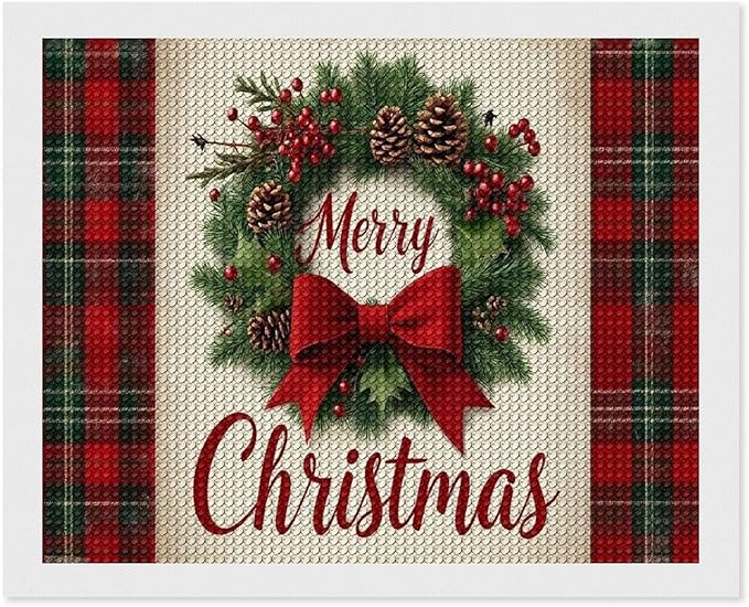 AIVKIEJK Diamond Painting Kits for Adults - Merry Christmas Red Bow & Pine Cones Painting DIY 5D Full Drill Diamond Dots Paintings with Diamonds Gem Art and Crafts Home Decor 16"x20"