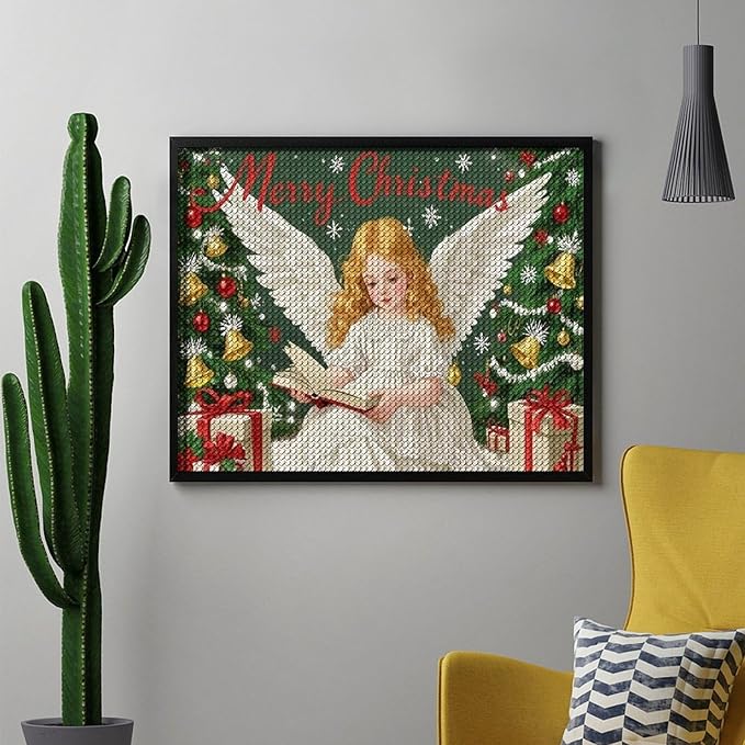 AIVKIEJK Diamond Painting Kits for Adults - Merry Christmas Angel Welcome Painting DIY 5D Full Drill Diamond Dots Paintings with Diamonds Gem Art and Crafts Home Decor 16"x20"