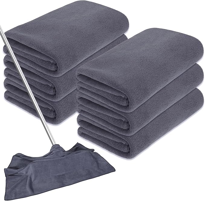 6 Pcs Extra Large Microfiber Cleaning Cloth Reusable Microfiber Towels Thick Washable Cleaning Towel for Home Office Windows Floors and Cars, 30 x 20 Inch(Grey)