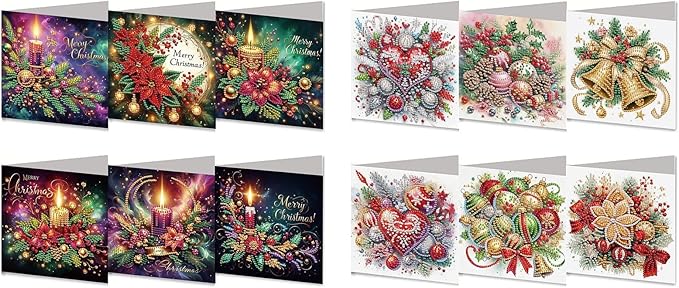 DoxQcs 5D Diamond Art Painting Greeting Cards Kit, DIY Cards for Blessings Congratulations Gifts, Greeting Card Set for Birthday Thanksgiving Day Christmas Halloween-2PCS-1