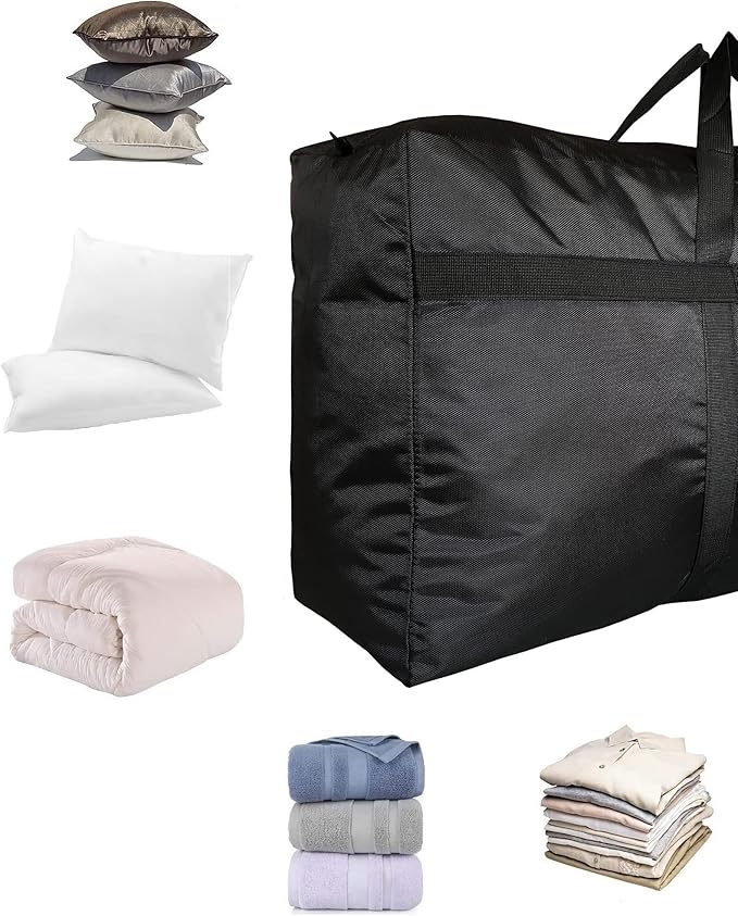 YiKitHom Extra Large Storage Duffle Bag for Travel, Black Oversized Giant Big Traveling Duffle Bag