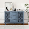 Blue 2 Doors 3 Drawers Buffet Sideboard Cabinet - Accent Cabinet with Adjustable Shelves，47 Inch Wide Wood Storage Cabinets for Dining Room,Living Room and Kitchen