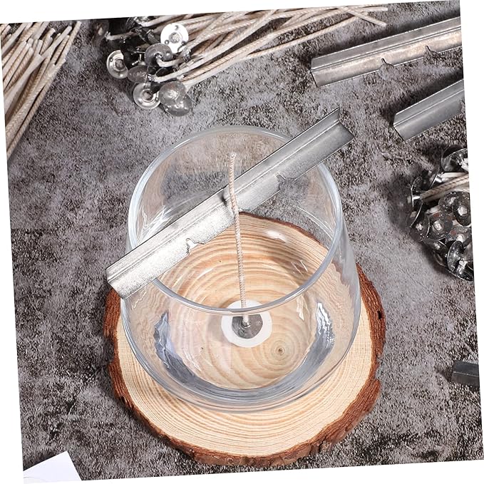 NUOBESTY 1 Set Candle Wicks with Holders Stickers for DIY Candle Projects Supplies