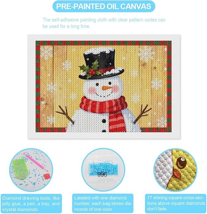 AIVKIEJK Diamond Painting Kits for Adults - Festive Snowman Red Scarf Painting DIY 5D Full Drill Diamond Dots Paintings with Diamonds Gem Art and Crafts Home Decor 8"x12"