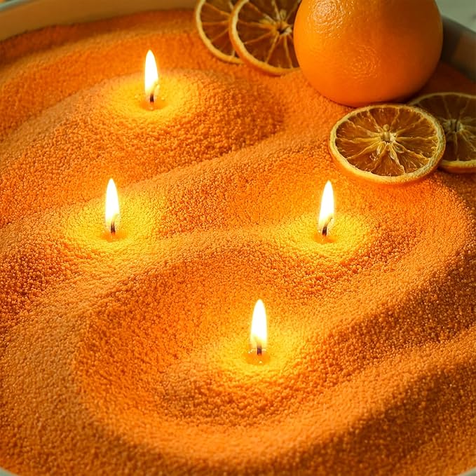 Pearled Scented Candle 2.2 lb Sand Wax Scented Sand Candle Mother's Day Kit for Women Love Gifts with Box 50 Wicks for Mother's Day Wife Couples Mother(Orange,Orange Cinnamon Flavor)