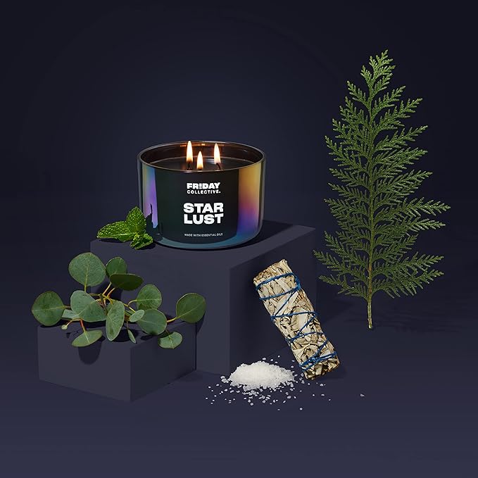 Friday Collective Star Lust Candle Fresh & Clean Scented Made with Essential Oils 3 Wicks 13.5 oz
