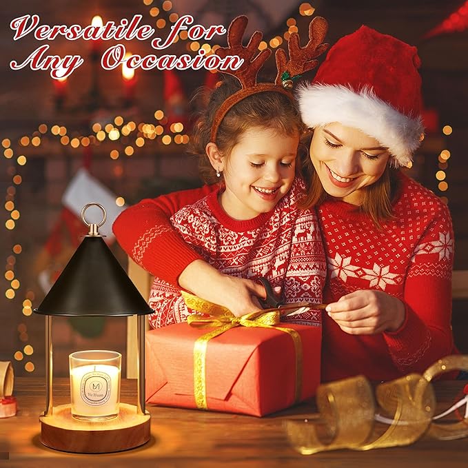 OGACFO Candle Warmer Lamp with Timer and Dimmable, Birthday Gifts Women Mom, Flameless Wax Warmer with Anti-Scald Bi Metal Shade for Jar Candles, Includes 2 Bulbs, Home Decor (Black)