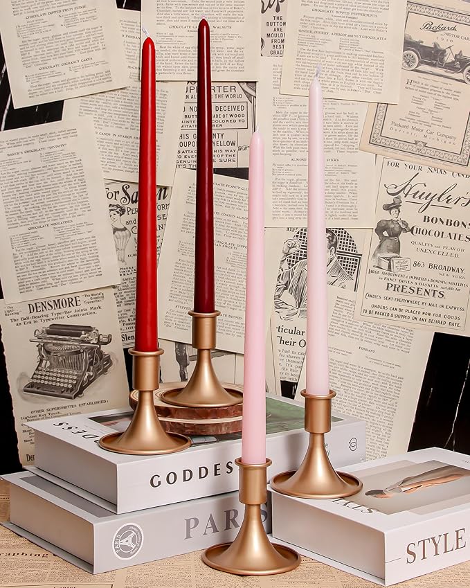 Viyffo Taper Candles, 12 Inch, 4 Pack, Red Ombre – Unscented, Smokeless Design, Up to 8-Hour Burn – Tall Candlesticks for Table Decor, Weddings & Dinners