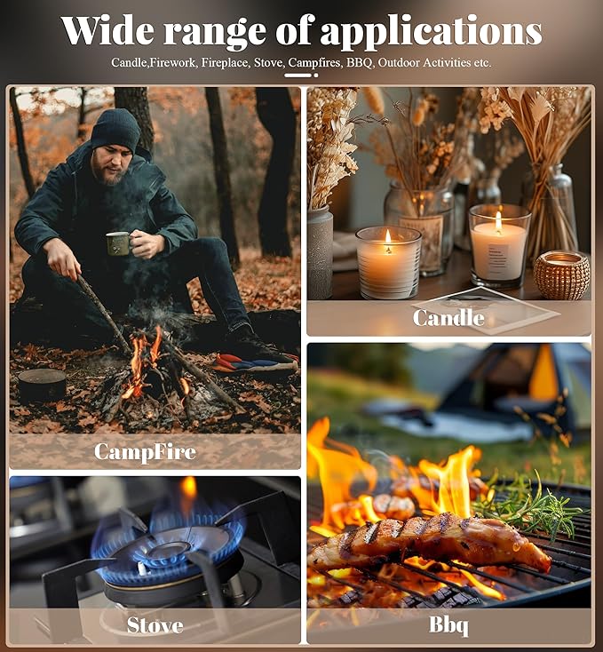 4 Pack of Torch Lighter, Windproof & Adjustable Jet Flame, with Visible Window & Safety Lock, Long Butane Gas Refillable Lighters for Candle, Grill, Camping (NO Gas)