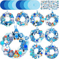 Hollowfly 48 Sets Winter Wreath Craft Kits DIY Snowflake Wreath Ornaments Decorations Make Your Own Snowman Stickers Craft for Home Winter Party Favors Activities