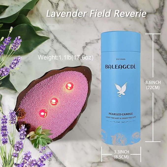 Pearled Candles with 30 Wicks -18 Oz YUKCAXDLS Lavender Field Reverie Scented DIY Pearleds Wax Refillable for Making Lasts up to 100+ Hours of Steady Burn Smokeless - Purple