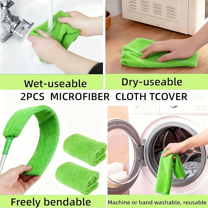 Retractable Gap Dust Cleaner Under Appliance Cleaning Tool, GMLRKY Flat Duster for Under Refrigerator Fridge Stove Couch Bed, Skinny Thin Duster for Tight Spaces (Green)