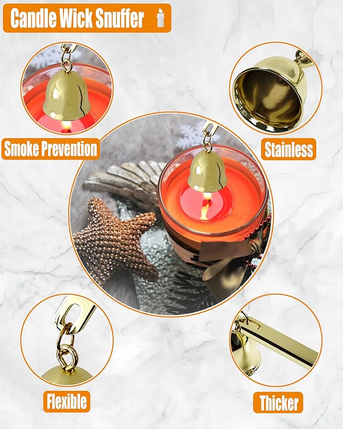 YOUTUOY 5 in1 Candle Accessory Set with Rechargeable Candle Lighter, Candle Wick Trimmer, Candle Wick Snuffer, Candle Wick Dipper, Storage Tray Plate, Candle Care Kit (Gold)