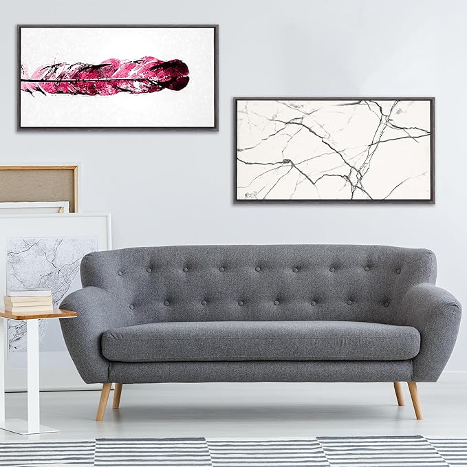 Pixy Canvas Floater Frame 16x32 for 1-1/2 (1.5) inch Deep Canvas Paintings/Canvas Prints/Wood Canvas Panels/Wall Art/Wall Decor/Home Decor/Artwork (Rustic Gray, 16 x 32 inch, Landscape)