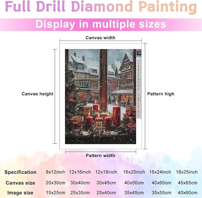 TMOLZ Winter Wonderland Diamond Art Kit, DIY Candlelight Landscape Painting, Dreamy Wall Mural for Home/Office - 16x24 Inch