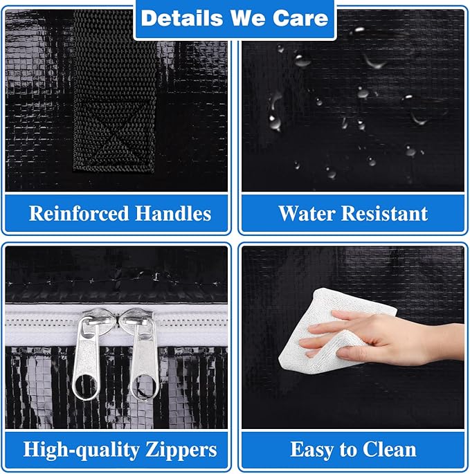 StorageRight Large Moving Bags Heavy Duty Storage Totes for Storage,Packing & Moving Collapsible Moving Supplies with Large Capacity, Reinforced Zippers and Handles, 100L, 6 Packs