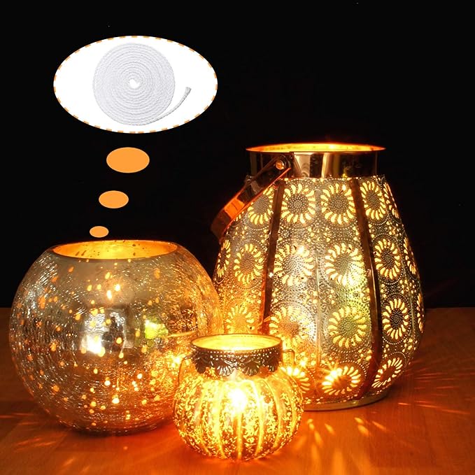 BBTO 6.56 Feet Candle Oil Lamp Wicks Replacement Braided Round Wick for Oil Lamps, DIY Handmade Candle Lantern Making Supplies for Winter Easter Birthday Party(2.6 mm/ 0.1 Inch)