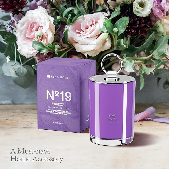 Luxury Highly Scented Soy Candle Natural Lavender Essential Oils Aromatherapy Candles for Relaxation Unique Gifts for Women Living Room Decor Holiday Gift for Mom Wedding Gift 8.8oz 50 Hours Long