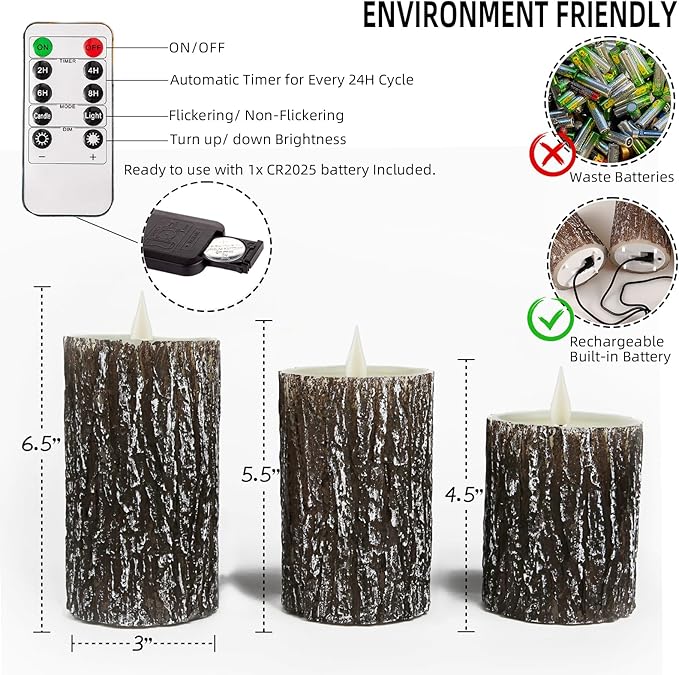 NICEME LED Flameless Candles Real Wax Battery Operated Candles Flickering Teardrop Wick Electric Decorative Pillar Candles with Remote Timer