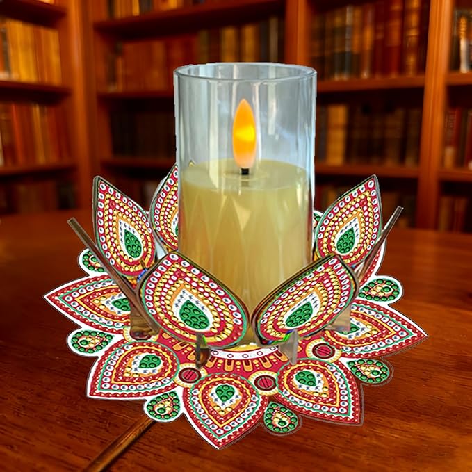 5D DIY Diamond Art Painting PVC Flower Candle Holders Tealight/Tea Light/Votive Candle Holder, for Table Centerpiece Home Décor Party Wedding Dinning-Flower-10