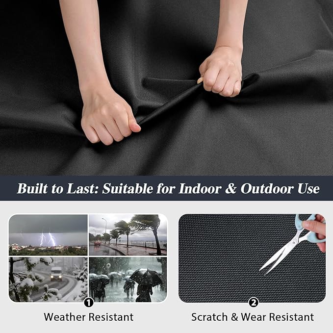 ANMINY 100% Waterproof Outdoor Fabric 15 Yards, 58" W 600D Marine Canvas Fabric with PVC Backing, Ripstop Upholstery Material by The Yard for Furniture Boat Covers Tent Awning, Dark Gray