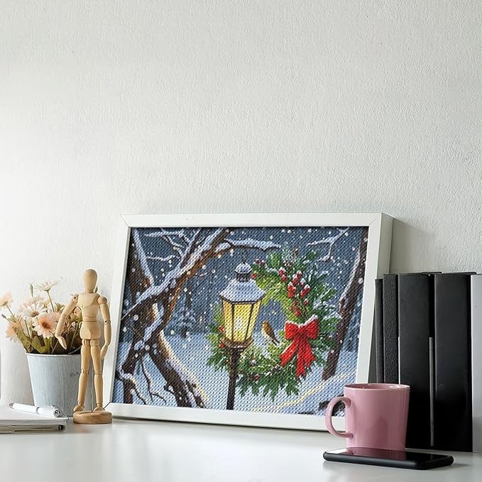 AIVKIEJK Diamond Painting Kits for Adults - Festive Christmas Red Berries & Golden Baubles Painting DIY 5D Full Drill Diamond Dots Paintings with Diamonds Gem Art and Crafts Home Decor 8"x12"