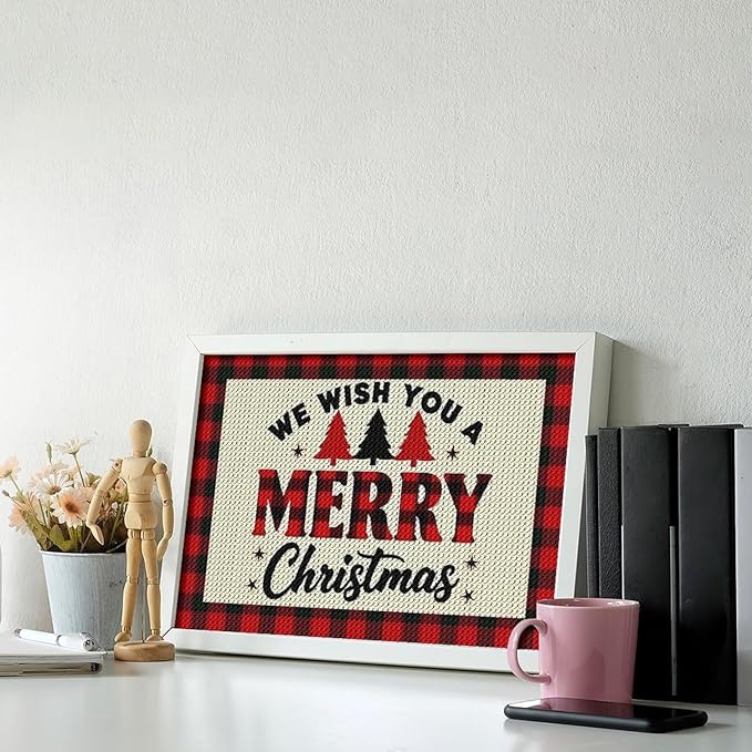 AIVKIEJK Diamond Painting Kits for Adults - Merry Christmas Welcome Painting DIY 5D Full Drill Diamond Dots Paintings with Diamonds Gem Art and Crafts Home Decor 8"x12"