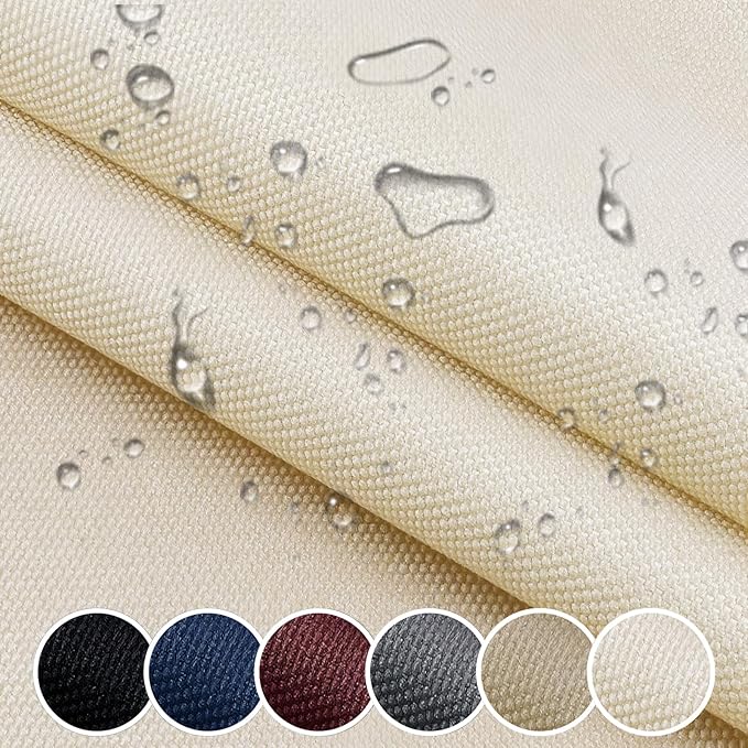 Waterproof Canvas Cloth Fabric by The Yard 60" W 600D Oxford Polyester Upholster Fabric Water Resistant Material for Outdoor Furniture Chair Cushion Cover DIY Sewing (1 Yard, Beige)
