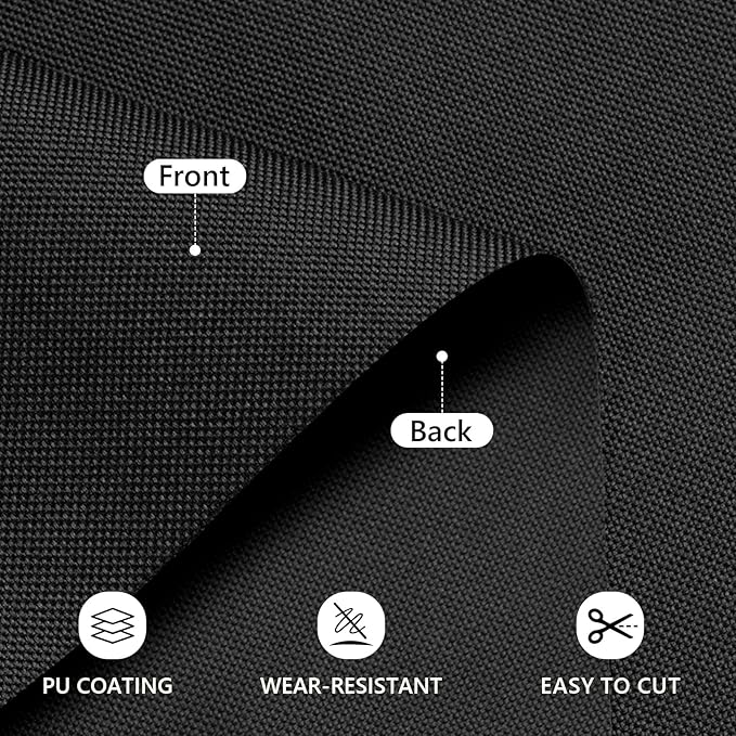 Waterproof Canvas Fabric by The Yard 58inch 600D Upholstery Material Polyester Fabric Outdoor Water Resistant Fabric for Sewing Chair Patio Cushion Purse Bag Interior, 10 Yard Black