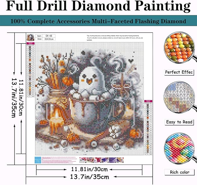 CZYWJMEI 5D Diamond Painting Kits for Adults Beginners,DIY Winter Ghost Diamond Art Kits,Full Round Drill Diamond Dot Gem Art Kits,Home Wall Decor 13.7x13.7nch