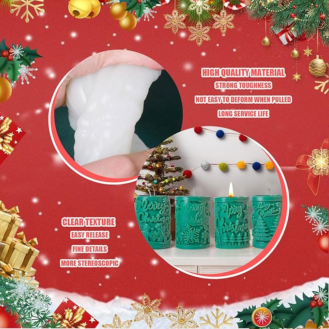 Elk Candle Moulds for Candle Making, Deer Pattern Pillar Candle Mold, Christmas Reindeer Silicone Mold for Soy Wax Candle, Aromatherapy Candle, Gypsum, Plaster, Home Decor (Xmas Tree Molds)