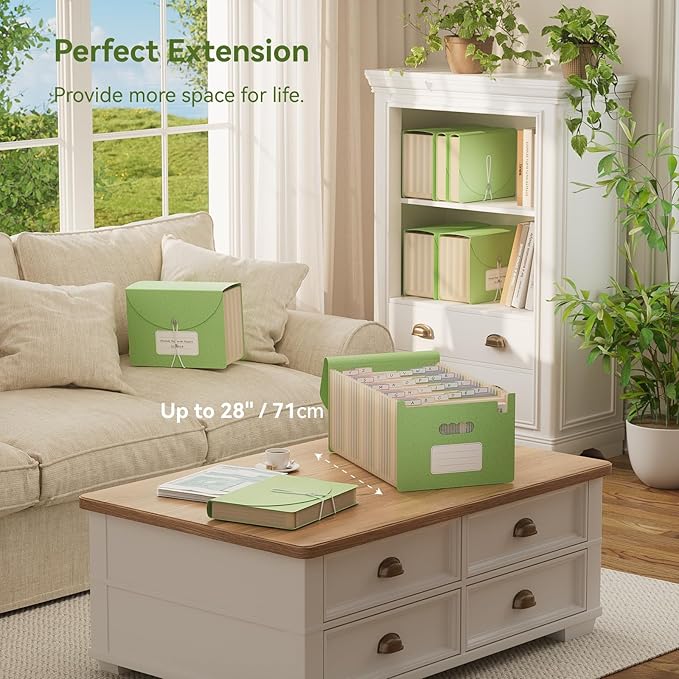EcoStash Accordion File Organizer, 26 Pockets Wheat Straw Expanding File Folder, Monthly Bill Receipt Organizer, A-Z Tabs, 100% BPA Free, Return to Nature, Healthy Living, Letter/A4 Size - Mint Green