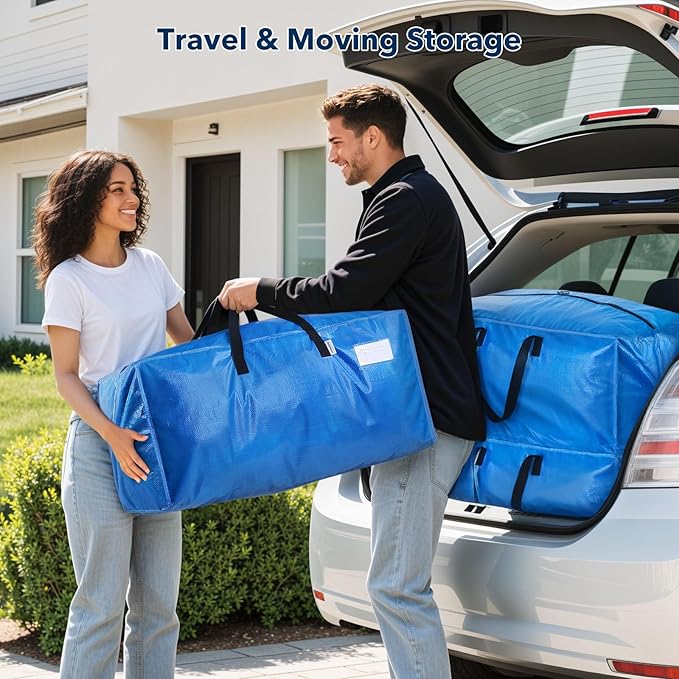 Moving Bags Heavy Duty,Extra Large Moving Bags for Travel/College Packing/Storage/Organization/Seasonal Clothes & Bedding Storage,Moving Supplies Bins,Compatible with Ikea Frakta Cart (Blue,8 Pack)